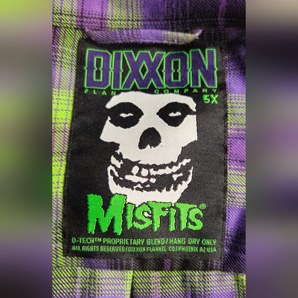 Misfits x Dixxon Flannel Co. Limited Edition Black Green Purple Men's Shirt 5XL